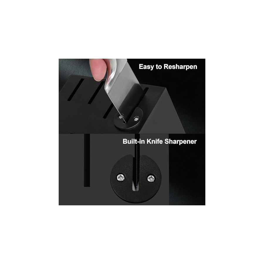Kuisine-Premium-Knife-SetSharper-Blade-Ergonomic-Non-slip-HandleKitchen-Block-Knife-Set-Chef-Knife-Block-Set-with-Built-in-SharpenerBlack-15PCS Kuisine Sharp Knife Set,One-piece Molding Kitchen Knife Set,Sharper Blade Ergonomic Non-slip Steel Handle,Block Knife Set Chef Knife Set with Built-in Sharpener(Black,15PCS)