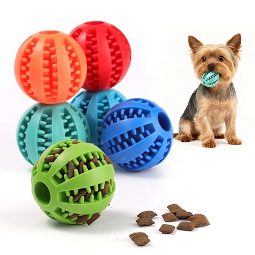 犬 ボール おやつボール おもちゃ シリコン製 餌入れ 知育 歯磨きボール 小型犬 中型犬 ストレス解消 清潔簡単 (レッド, 小)