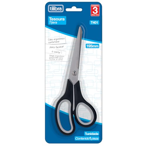 Tilibra - Tesoura Comfort Grip 195mm T401 Preta - 1 un