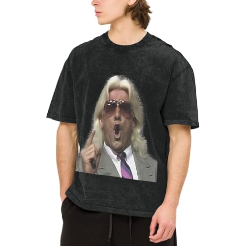 Men's Washed Vintage Cotton T-Shirts Fashionable Oversized Breathable Round Neck Tops2