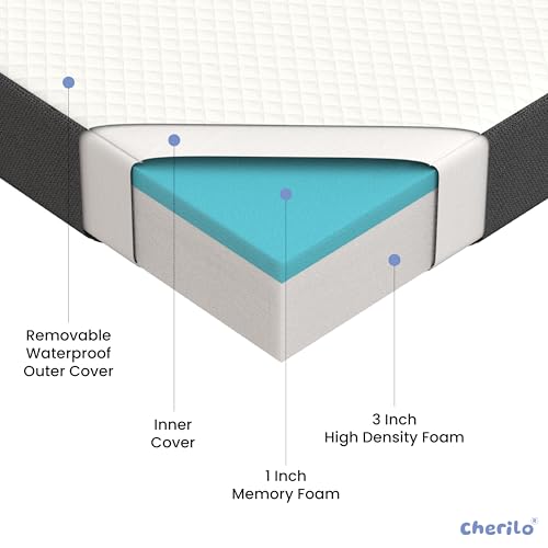 Image of Cherilo Memory Foam Baby Mattress for 0 to 2 Years | 1 Year Warranty | Suitable for Baby Cot, Crib, Bassinet, Washable Waterproof Cover - 48 inch x 24 inch x 4 inch - Pack of 1