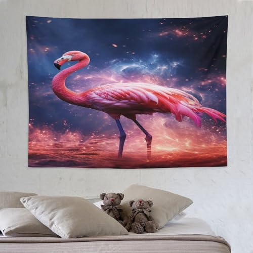 Tapisserie flamant rose pour habiller un mur vide de grand dortoir et de salon