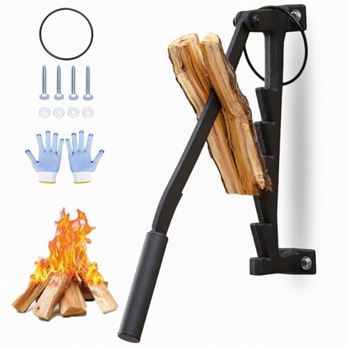 Maquina Manual Cortar Leña, Montado en la Pared Maquina para Rajar Leña Divisor de Madera Manual Partidor de Troncos para Uso Doméstico y Exterior