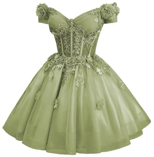 Image of Zhangyo Sparkly Tulle Homecoming Dresses for Teens Off Shoulder DAMA Dress