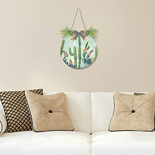 Cute Succulents Cactus Door Wreaths For Front Door Outside, Summer Tropical Watercolor Round Hanging Signs For Home Decor Holiday Porch Wall Farmhouse Indoor Outdoor Decorations #TOP6