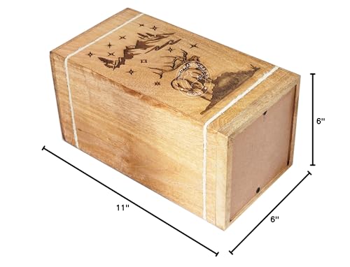 Image of Handcrafted Floral Engraved Wooden Urns for Human Ashes Adult Large - Cremation Urn for Ashes - Burial Urn for Columbarium - Funeral Urn Box (Buck Deer Mountain, 250 LB - Hardwood)