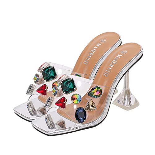 LIFKOME 1 Par sandalias de diamantes de imitación blusas elegantes para mujeres sandalias de mujer con plataforma alta chancletas hombre flitflops sandalias versátiles sandalias de verano