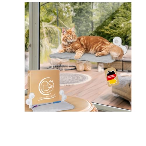 SEELENTIER® Katzen Fensterliege Hängematte Katze Katzenbett Fenster- KatzenFenster Hängematte für Katzen bis zu 20 kg