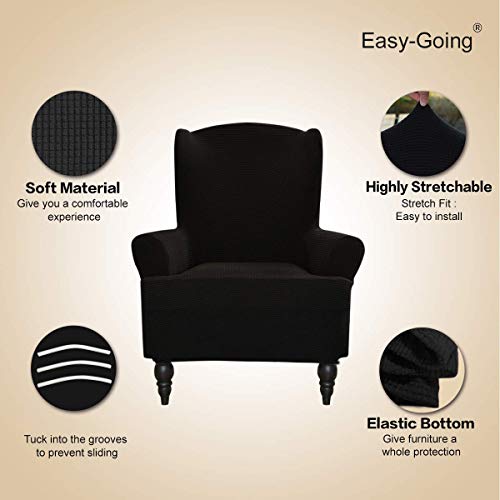 Image of Easy-Going Stretch Wingback Chair Sofa Slipcover Black