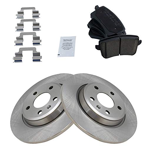Image of TRQ Rear Ceramic Brake Pad and Rotor Set