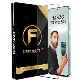 FIRST MART Tempered Glass for Realme Narzo 70 Pro 5G / Realme P1 5G / Narzo 70 5G with Edge to Edge Full Screen Coverage and Easy Installation Kit, Pack of 1