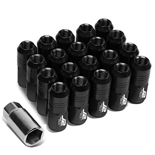 Image of J2 Engineering LN-T7-007-15-BK Black 7075 Aluminum M12X1.5 20Pcs L: 50mm Close End Lug Nut w /Socket Adapter