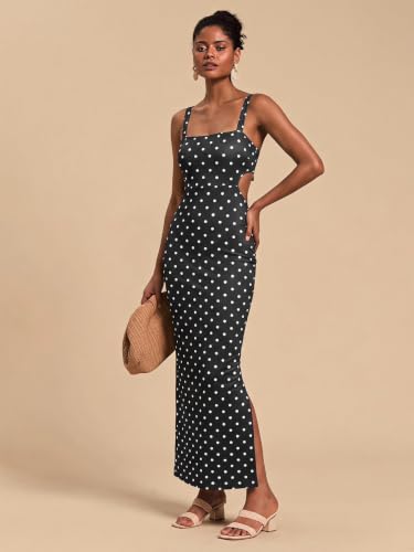 Image of Floerns Women's Tropical Bow Tie Back Long Dress Sleeveless Maxi Dress
