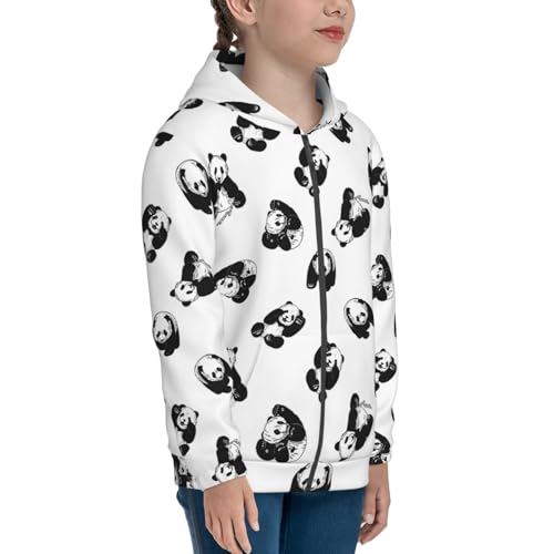 Giant Pandas Kid Hoodies Boys Zip Up Sweatshirts Girls Pullover with Pocket4