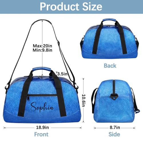 Blue-Glitter-Dance-Bag for-Girls-Kids Custom-Duffel-Bag Gym-Bag with Name Small Glitter Travel-Bag Sports Bag for Kids2