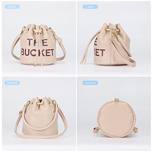 Image of JQAliMOVV Mini Leather Bucket Bags for Women Drawstring Bucket Purse Crossbody Handbags Hobo Bag