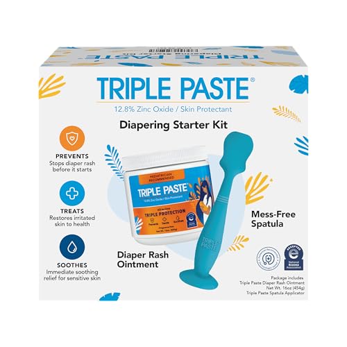 Image of Triple Paste Diaper Rash Cream for Baby & Baby Spatula Bundle - 16 oz Zinc Oxide Ointment and Spatula Treatment, Soothe and Prevent Rash with a Pediatrician-Recommended Hypoallergenic Formula