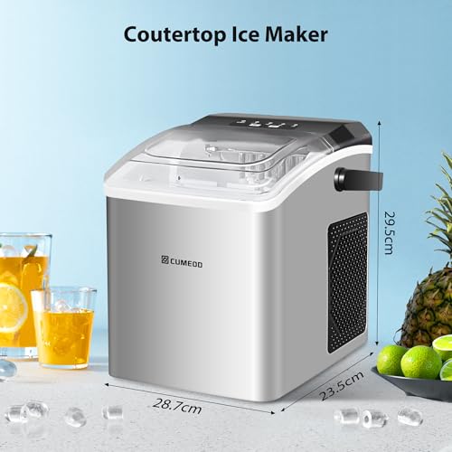 CUMEOD Eiswürfelmaschine Klein, 9 Würfel in 6 Minuten, 12KG/24h, Selbstreinigende Eiswürfelbereiter mit Griff, 2 Eiswürfel Größen Ice Maker für Küche, Büro, Bar und Party 8 CUMEOD Eiswürfelmaschine Klein, 9 Würfel in 6 Minuten, 12KG/24h, Selbstreinigende Eiswürfelbereiter mit Griff, 2 Eiswürfel Größen Ice Maker für Küche, Büro, Bar und Party