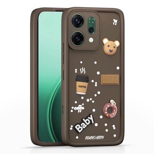 Image of Pikkme Back Cover for Oppo Reno 14 Pro 5G | 3D Cartoon Silicone Case Cute & Fun Full Protective Bumper Cover (Brown)