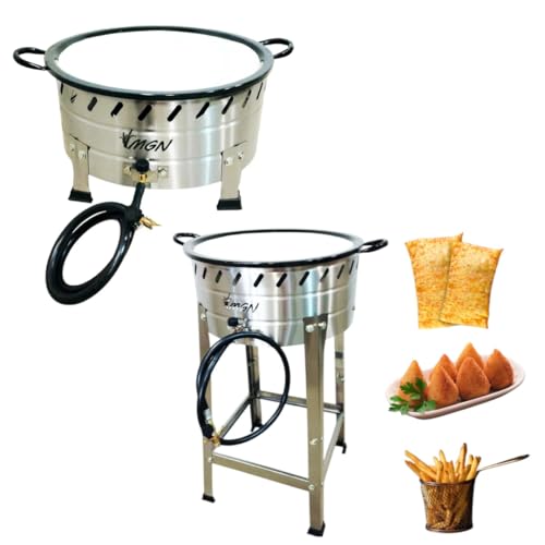 Fritadeira Industrial a Gás em Aço Inox, 10L, Tacho N.18, para Pastel e Batatas (FRITADOR INOX COM PÉ)