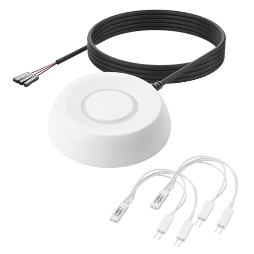 Image of YAODHAOD PC Power Button Desktop, Desktop Computer External Power Switch,PC Power Supply Button SW Extension for Computer Motherboard-2M (White)