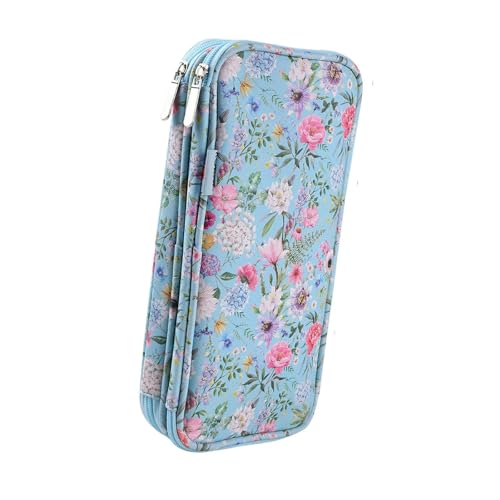 Nishiyuenyi Bolsa para Guardar Agulhas de Crochê, Estojo para Tricô Vazio com Fecho de Zíper, Acessórios de Tricô Multifuncionais para Iniciantes, Presente Ideal, Azul