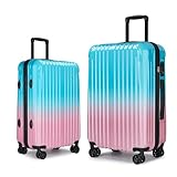 VIVIcity Equipaje de mano con ruedas giratorias, maletas ligeras de policarbonato + ABS, almacenamiento expandible y bloqueo TSA Aprovel, Amanecer, 2 Sets(20IN/24IN), Equipaje expandible central