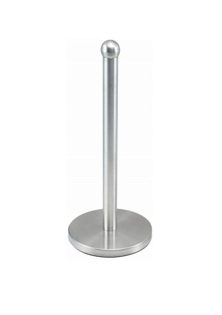 Optimal Products Stainless Steel 6 Cup Mug Tree Stand and Kitchen Towel Paper Roll Pole Holder Free Standing Bath Rack (Chrome, Paper Towel Holder)