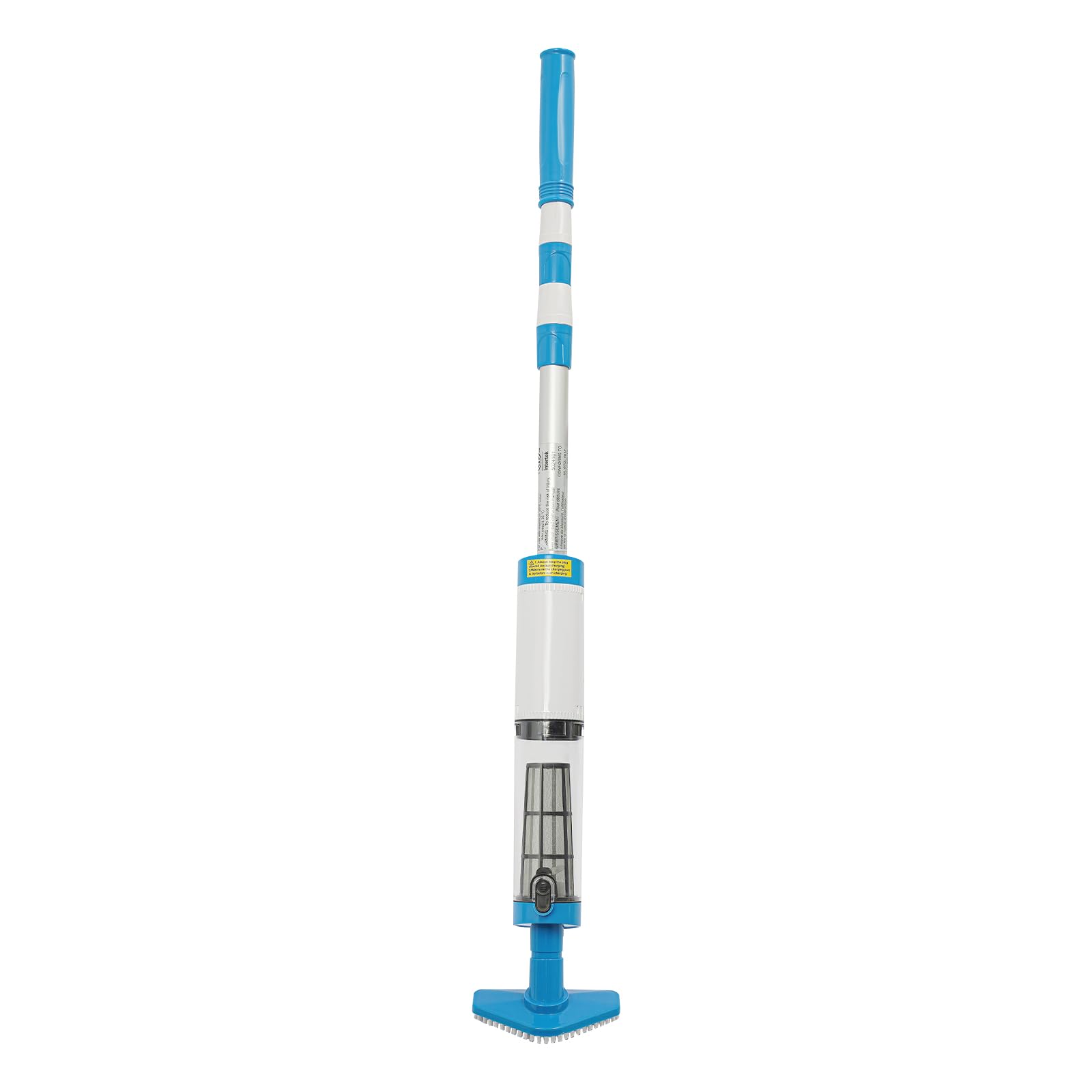 Aspirateur de piscine sans fil, nettoyeur de piscine avec tête de brosse triangulaire, longueur du manche de 1,6 m, réglable, nettoyeur de piscine avec filtre et autonomie de 120 min, kit