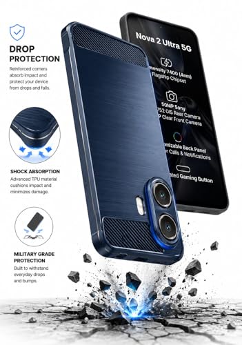 Image of Ultimate Black Armor Back Cover Case for Ai+ Nova 2 Ultra 5G; Sleek, Stylish, and Unbeatable Protection | Carbon Fiber Rugged Armour (Black).