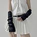 CazDopaM Women's Cute Y2K Arm Warmers Kawaii Knitted Arm Sleeve Fashion Gothic Punk Style Fingerless Sleeve (white + off-white bow)