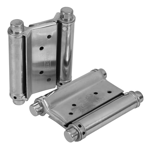 STOBAZA 2個 スプリング内蔵ステンレス製両開きドアヒンジ 耐荷重ゲート蝶番 サロン扉対応 自動閉鎖機能付きフェンス用