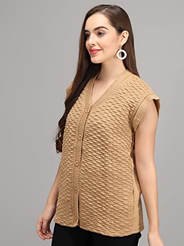 Image of eKools Women's Winterwear Woolen Sleeveless Sweaters (with Side Pockets)