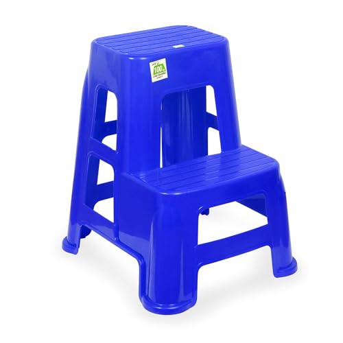 Image of Nilkamal STL21 Step Stool for Home, Bedroom, Bathroom, Kitchen, Living Room, Office, Adult, Kids, Children's and Garden Stool with 100Kg Load Capacity (Deep Blue)