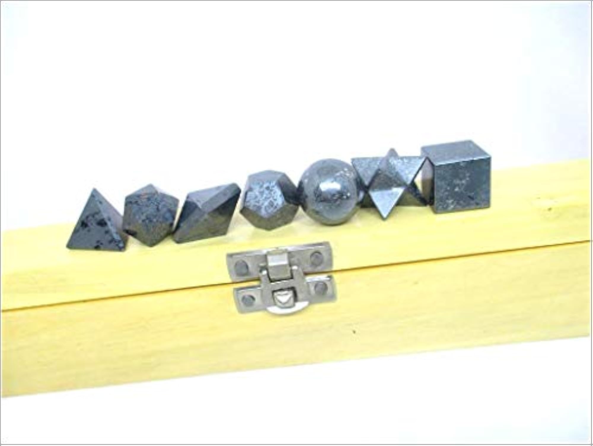 7 Hematite Geometry Stone Set with Box, Healing Crystals