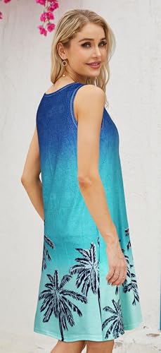 Image of elescat Women's Summer Dresses 2026 Beach Casual Sleeveless Floral Print Tank Loose Sundress with Pocket