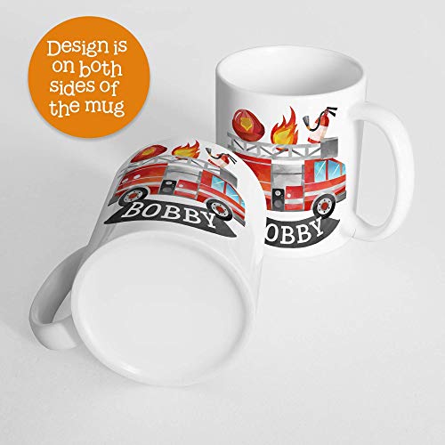 Taza para niños personalizada con camión de bomberos miniatura 3