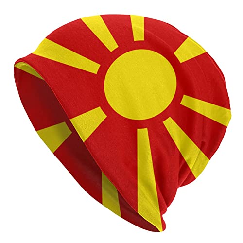 TZT Macedonian Flag Beanie Hats Skull Cap Adult Knit Hat Soft Balaclava Baggy Hat Outdoor for Mens Womens