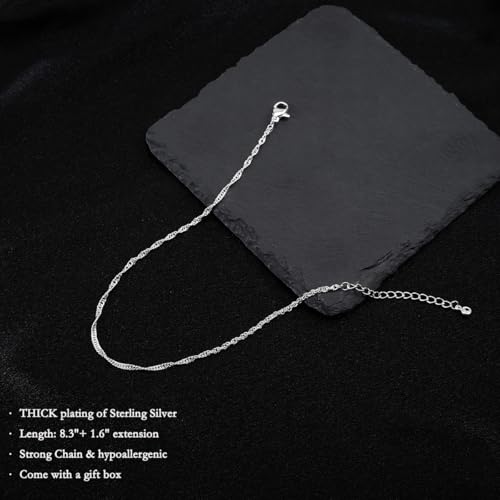 Image of Ankle Bracelets for Women 14K Gold Sterling Silver Plated Anklets for Women Waterproof Dainty Anklets with Cubic Zirconia,Clover, Forever Love Knot, Chains Trendy Everyday Anklet Beach Summer Jewelry Gift