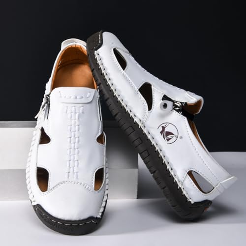 Men's Closed Toe Leather Sandals Non-Slip Beach Hiking Shoes Summer Casual Hollow Out Loafer for Daily Wear3