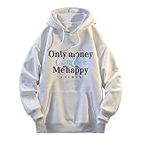Generisch Unisex Oversized Hoodie mit Statement-Spruch - lässiger Kapuzenpullover mit Money Make Happy Print | Streetwear-Sweatshirt mit ironischer Botschaft
