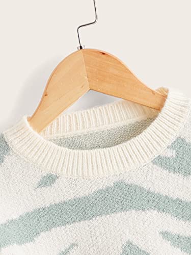 WDIRARA Girl's Zebra Print Round Neck Long Sleeve Sweater Casual Pullovers3