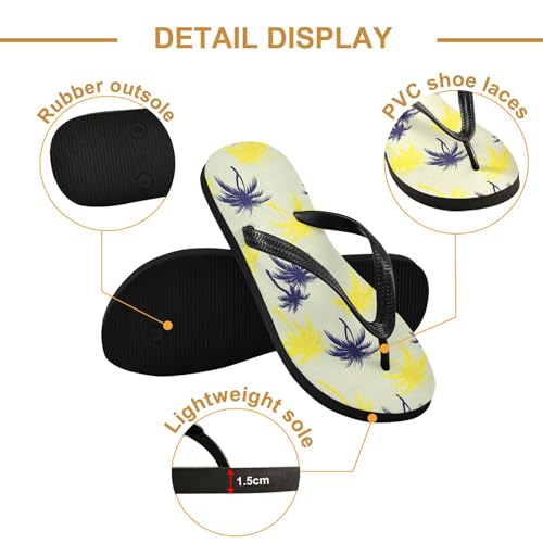Burbuja Palm Trees on Beige Flip Flops for Women Men, Soft Thong Sandals Rubber Slippers for Pool Beach Essentials3