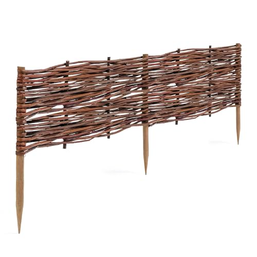 BOGATECO Lot de 10 Bordures de Parterre en Saule | 100 cm de Long et 20 cm de Haut | Clôture en Bois et Osier pour Jardin et Délimitation de Chemin – vue 7