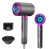 Oskuglin Secador de pelo iónico profesional, secador de pelo de 2400 W con botón frío/calor, 3 ajustes de temperatura, difusor incluido, apto para peluquería profesional/doméstica (Grau)