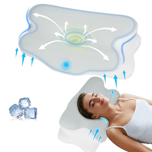 Image of TeqHome Cervical Neck Pillow, Orthopedic Memory Foam Pillow, Cooling Pillow for Neck Pain Relief, Ergonomic Neck Support Pillow with Case for Side Back Stomach Sleepers (1)