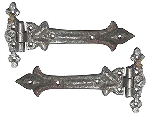 Image of Adonai Hardware Adonijah Antique Cast Iron Strap T Hinge (7.9 inch 2 Pack, Natural Iron Unlacquered) for Barn Doors, Gates, Kitchen Cabinets, Sheds, Wooden Box, Furniture, Cedar Chest and Trunks