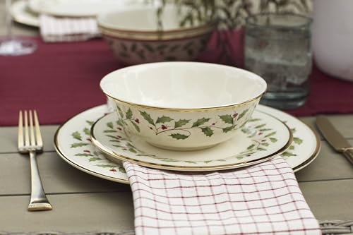 Image of Lenox 893172 Holiday 12-Piece Plate and Bowl Set, Christmas Dinnerware, Hosting