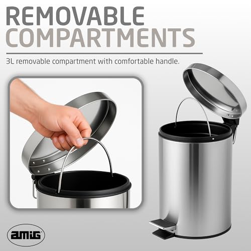 Cubo de basura higiénico Amig de 3 litros con contenedor interior extraíble 4