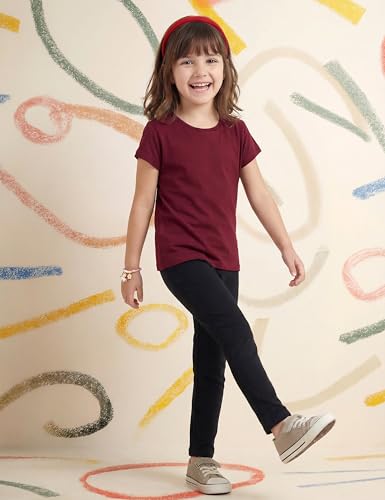 Image of Amazon Brand - Symbol Girl's Cotton Jersey Stretchable Leggings | Ankle Length | Aged 2-14 Years